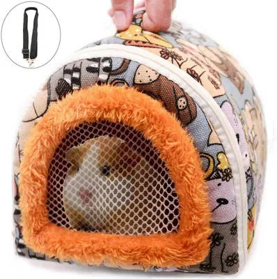 Productafbeelding van Draagbare Kleine Huisdier Tas - Reistas Hamster Cavia - Vervoer Kleine Dieren - Waterdicht Oxford Doek - 18x18x15 cm - Multicolor