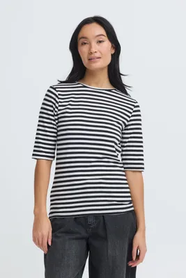 Produktbild von Oxmo OXNPubby Damen T-Shirt Kurzarm Shirt Baumwollmischung Slim Fit