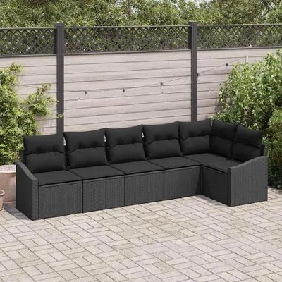 Produktbild von "Rabatt" Sofa Set mit Kissen - 6 pcs - Schwarz Poly-Rattan - Lounge-Dining set CC12568