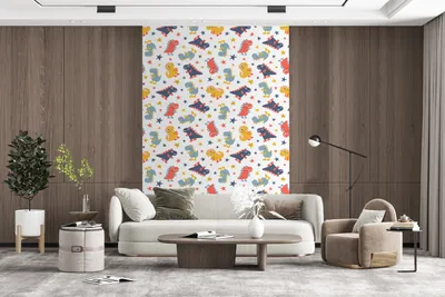 Produktbild von MuchoWow® Fototapete für Wohnzimmer oder Schlafzimmer Wandtapete Vinyl Motivtapete Muster - Dino - Sterne - Jungen - Baby - Kinder - Kinder - 225x350 cm - Schlafzimmer tapete