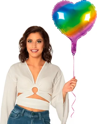 Immagine prodotto di Palloncino a cuore color arcobaleno da 45 cm - taglia unica