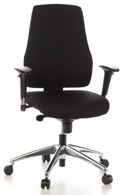 Produktbild von hjh OFFICE Profi Bürostuhl PRO-TEC 200 Ergonomischer Schreibtischstuhl mit Armlehnen (höhenverstellbar) Stoff Schwarz Drehstuhl für Büro, Zuhause