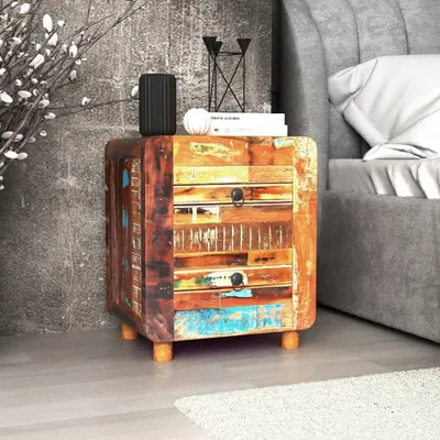 Obrázok produktu pre The Living Store Nočný stolík z masívneho starého dreva 43x33x51 cm