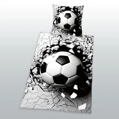 Produktbild von 3D Fussball Bettwäsche Renforcé - 135x200 80x80 cm Baumwolle