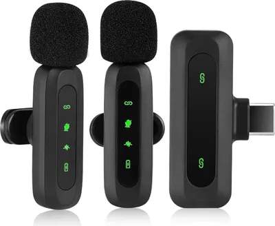 Immagine prodotto di Microfono wireless a clip - Microfono lavalier - Plug & Play per iPhone/Android - Ricevitore Lightning - Condensatore, batteria integrata - Set doppio - Nero