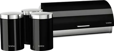 Immagine prodotto di Briebe BB1161 Set di contenitori per pane +3 in robusto acciaio inox Design moderno Nero/acciaio inox