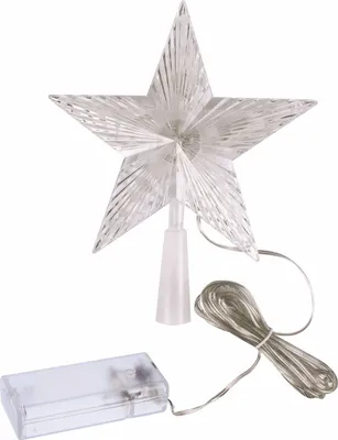 Produktbild von Weihnachtsbaumspitze 10 LED warmweiß mit Timer 18x22 cm Christbaum Stern