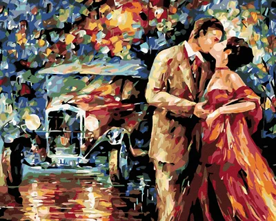 Immagine prodotto di Zuty - Dipingere con i numeri - BACIO DAVANTI ALL'AUTO, 40x50 cm, tela tesa su telaio