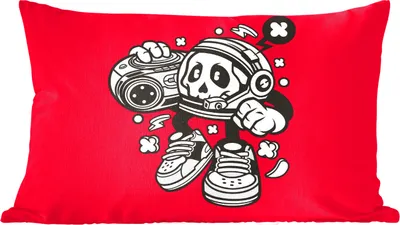 Produktbild von MuchoWow® Zierkissen Sofakissen Wohnzimmer Dekokissen 60x40 cm Radio - Rot - Vintage - Kopfkissen - Polster mit Foto