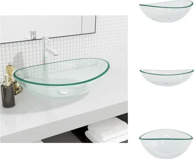 Zdjęcie produktu dla vidaXL Umywalka ze szkła hartowanego 54,5x35x15,5 cm przezroczysta - Umywalka łazienkowa