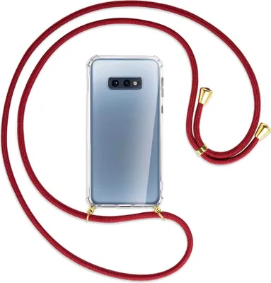 Produktbild von Handykette Backcover-Schutzhülle mit Band (Metall goldfarben) für Samsung Galaxy S10e - dunkelrot
