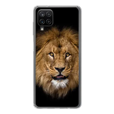 Produktbild von MuchoWow® Handyhülle Schutzhülle Hülle für Samsung Galaxy A12 Löwe - Porträt - Schwarz - Tiere Silikon Softcase Handy Hülle - Bild
