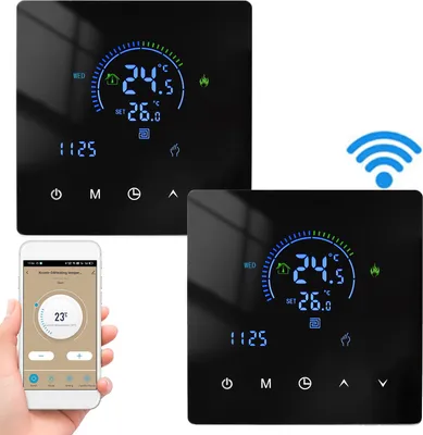 Produktbild von 2X WiFi-Thermostat, Digital LCD Raumthermostat , 3A Warmwasserbereitung Thermostat Wandthermostat Unterputz Fußbodenheizung Innenthermometer,programmierbare App-Fernbedienung