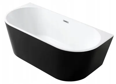 Produktbild von Corciano Vorwandbadewanne Pari 170x75 cm Schwarz-Weiß | Freistehende Badewanne wandbündig | Sanitäracryl Bicolor inkl. Ablaufgarnitur