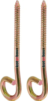 Produktbild von KOTARBAU® 2er Set Schaukelhaken M10 Holzgewinde Holzschraube Schaukelbalken Deckenhaken für Hängesessel Hängematten Einschrauben Sicherheitschaukelhaken Gelb