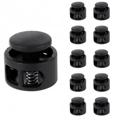 20 Kordelstopper, schwarz, 14 x 14 mm, für Hoodies & Rucksäcke