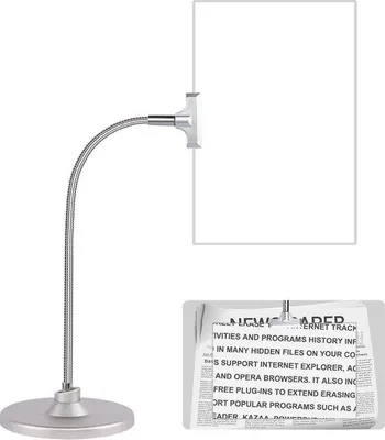 Image de Loupe en argent avec support, 25 x 15 cm, loupe à col de cygne flexible, loupe latérale 4x pour la lecture, les petits caractères et les personnes âgées