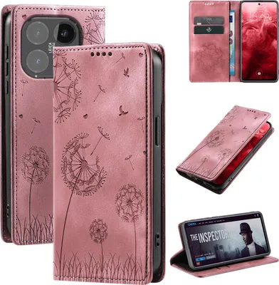 Produktbild von Handyhülle für Xiaomi 15T RFID Schutz Klapphülle Case Cover Design Blume Pusteblume Schutzhülle Farbe: Rosa