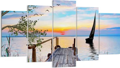 Produktbild von Bild auf Leinwand - Leinwandbild - Brücke See - 160x85cm - Wand Bild - Wanddeko - Wandbilder - Leinwanddruck - Bilder - Kunstdruck - Wanddekoration - Leinwand bilder - Wandkunst - EA160x85-4115