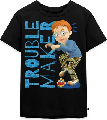 Produktbild von Spreadshirt Feuerwehrmann Sam™ Unruhestifter Norman Price Kinder Premium T-Shirt, 134/140 (8 Jahre), Schwarz