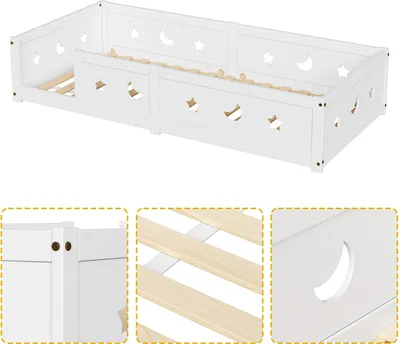 Obrázek produktu pro Montessori postel na podlahu – dětská postel – 90 x 200 cm – s roštem – dřevo – nízká výška – minimalistický design