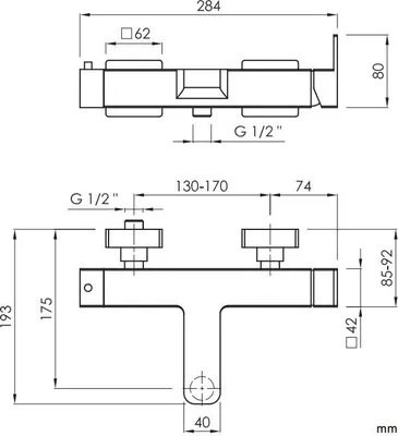 Produktbild von SANYCCES CUBO Aufputz Wannen & Brausebatterie mit Brausehalter, Handbrause & Brauseschlauch, schwarz matt