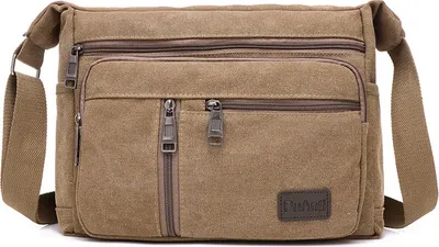 Obrázok produktu pre INF Pánska crossbody taška z plátna - Štýlová a praktická taška cez rameno Hnedá