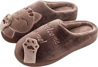 Produktbild von Kuschelige Katze Pantoffeln Warm Plüsch Hausschuhe Winter Bequeme Rutschfeste Slippers Herren Damen