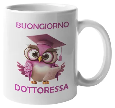 Keramiktasse Doktortitel Eule mit Brille 350 ml