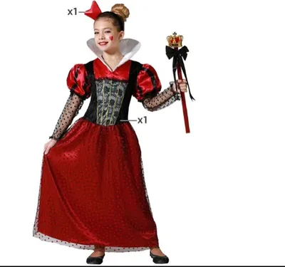 Image de Atosa Reine Coeur Costume Enfant Rouge 10-12 ans Rouge 10-12 ans