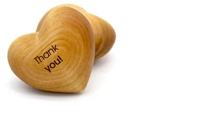 Fruitholz-Herz zum In-der-Hand-Halten, 6,5 x 5,5 cm, Gravur 'Thank you'