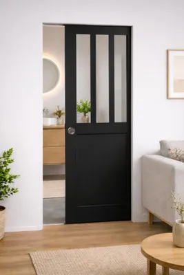 Immagine prodotto di Porta scorrevole da officina nera H204 x L83 cm, incasso Gd Menuserie