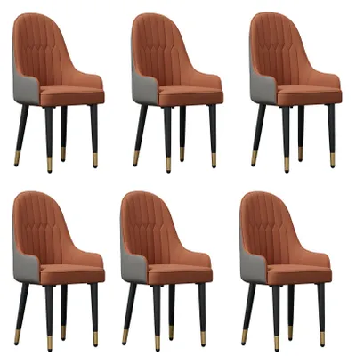 Image de FATIVO chaises de salle à manger lot de 6 en simili cuir, chaises modernes rembourrées, jusqu’à 150 kg, rouge