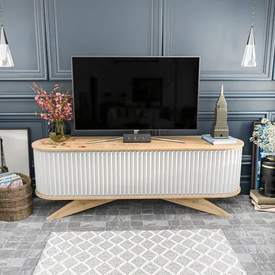 Immagine prodotto di Skye Decor, Stor - Sapphire, White, mobile TV, zaffiro, pannelli truciolari rivestiti al 100% in melamina, 180 x 43 x 60 cm