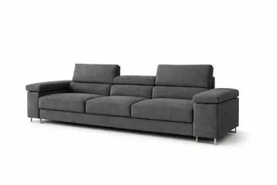 Produktbild von Sofa ELIO in Dunkelgrau, modernes Schlafsofa mit Schlaffunktion und verstellbaren Kopfstützen, 263 × 90 x 102 cm