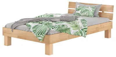 Produktbild von Einzelbett Massivholz Buche 120x220 mit wählbarem Zubehör V-60.86-12-220ohne Zubehör