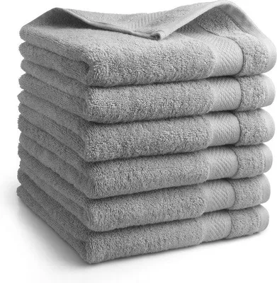 Imagen del producto de Toallas de hotel Unyqoos® de 50 x 100 cm – juego de 6, 100% algodón, 500 g/m², suaves y absorbentes, color gris claro