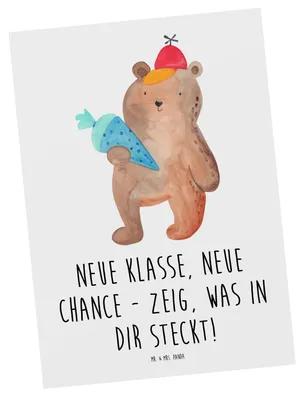 Produktbild von Mr. & Mrs. Panda Postkarte Erster Schultag Neue Klasse - Weiß - Geschenk, Ansichtskarte, Abenteuer, Ermutigung, Zuversicht, Postkarten, Grußkarte, Ansichtskarten, Trost