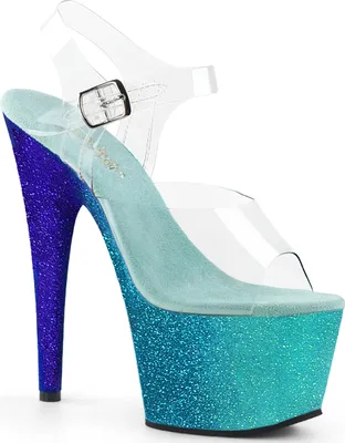 Produktbild von ADORE-708OMBRE Damen Sandale von Pleaser, Transparent Blau , EU 36, US 6