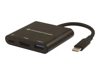 Obrázek produktu pro Conceptronic DONN01B, USB 3.2 Gen 1 (3.1 Gen 1) Type-C, 60 W, Černá, HDMI, USB 3.2 Gen 1 (3.1 Gen 1) Type-A, USB 3.2 Gen 1 (3.1 Gen 1) Type-C, Čína, USB