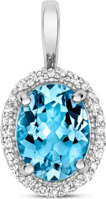 Produktbild von Funkelndes Feuer Wunderschöner 9 Karat (375) Weißgold Diamant Anhänger Brillant-Schliff 0.08 Karat HI - I1 mit Topas; TRS34912