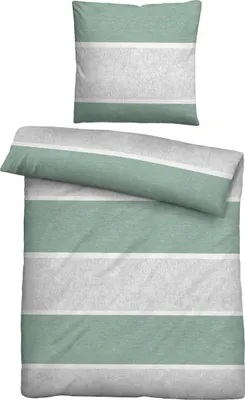Produktbild von biberna Melange-Flanell Bettwäsche 0840506 BLOCKSTREIFEN color: fichte, size: 1x 155x200 cm + 1x 80x80 cm