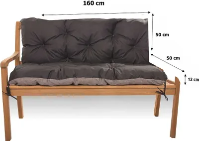 Zdjęcie produktu dla Poduszka na ławkę 160x50x50cm, poduszka na ławkę ogrodową czarna, poduszka ogrodowa na hustawkę, poduszka ogrodowa, poduszka na meble ogrodowe