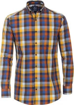Produktbild von REDMOND Übergrößen Langarmhemd Gelb/Bunt kariert 5XL Comfort Fit