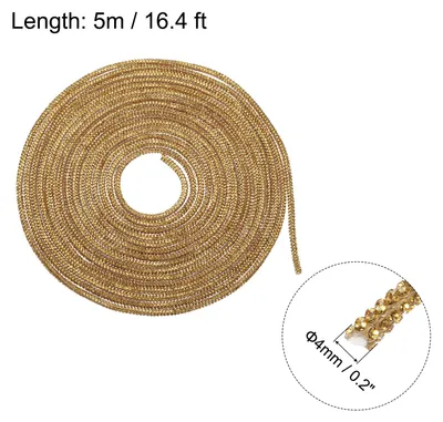 Produktbild von 4mm x 5m Strassschlauchseil Bling Kristall Strassseil fš¹r DIY Sneakers Pullover Sweatpants Dekoration Gold mit Aglets