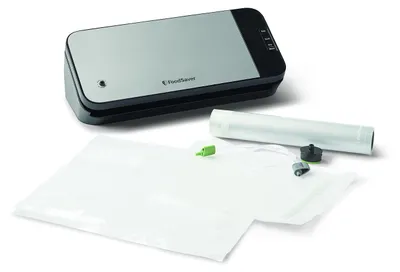 Vakuumiergerät mit Handversiegelung, 1 Rolle, 5 Beutel, silber/schwarz