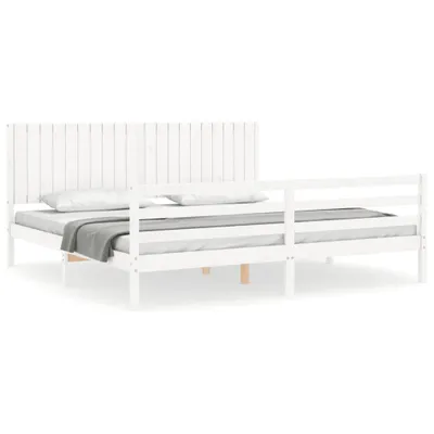 Produktbild von vidaXL Massivholzbett mit Kopfteil Weiß 200x200 cm