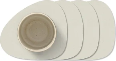 Productafbeelding van LIND DNA Onderzetters Nupo - Leer - Linen - 13 x 11 cm - 4 Stuks