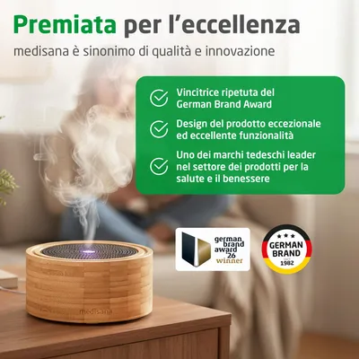 Immagine prodotto di medisana AD 625 diffusore aroma in bambù, ultrasuoni 6 colori