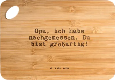 Produktbild von Mr. & Mrs. Panda Frühstücksbrettchen Opa, ich habe nachgemessen.... - Transparent - Geschenk, Hackbrett, Frühstücksbrett, Holzbrett, Opa Geburtstag, Enkelin, Enkel